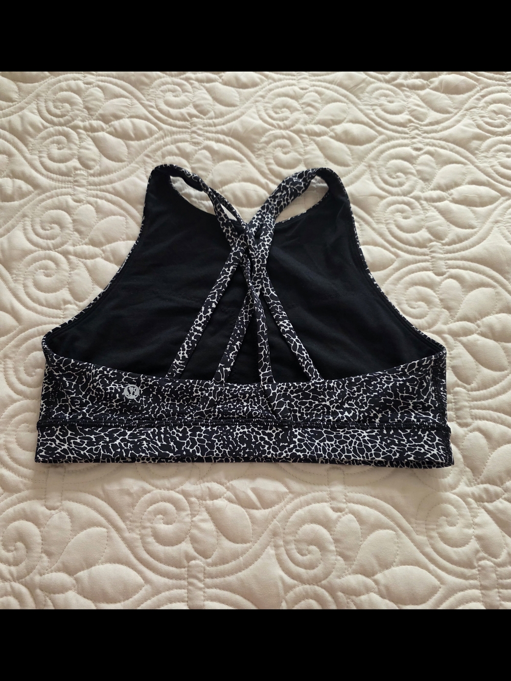 lululemon athletica Black & White Animal Print Crisscross-Back Sports Bra